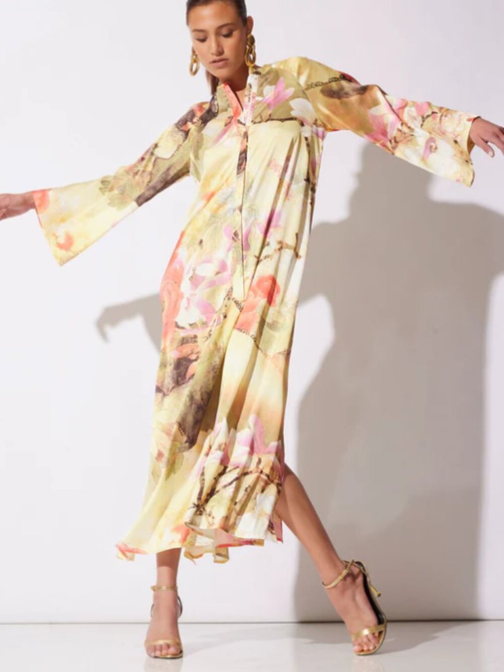 Natori Floral Garden Zip Caftan Women's Size XS (SEE NOTES FOR FLAW)